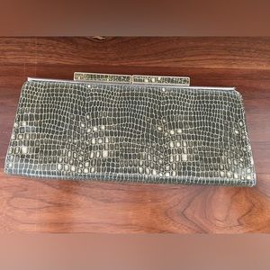 Banana Republic Grey PU leather clutch